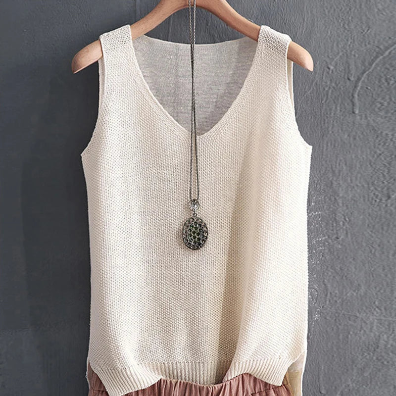 Elora | Sleeveless Knitted Blouse Shirt
