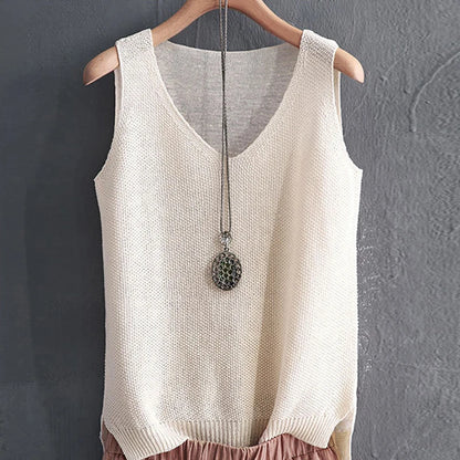 Elora | Sleeveless Knitted Blouse Shirt