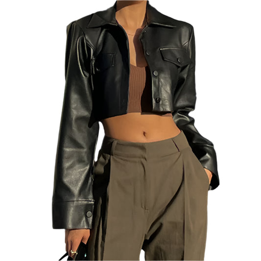 Valeria | Faux Leather Short Jacket