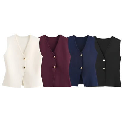 Alani | Knit Top Cropped Sleeveless Vests