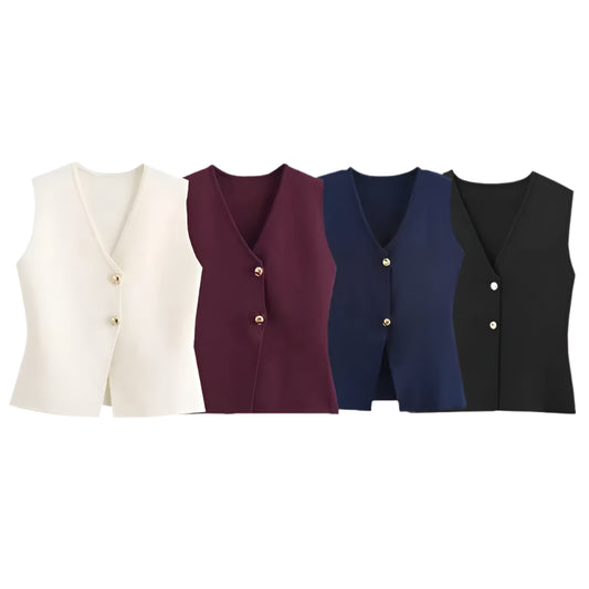 Alani | Knit Top Cropped Sleeveless Vests