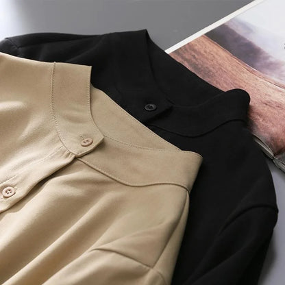 Aubree | Long Lantern Sleeve Stand Collar Loose Blouse