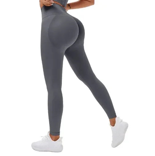 Seamless Knitted Leggings Fitness GYM Pants Women's High Waist Leggings Hips Tight Peach Buttocks High Waist Nude Yoga Pants - TrendHavenCo
