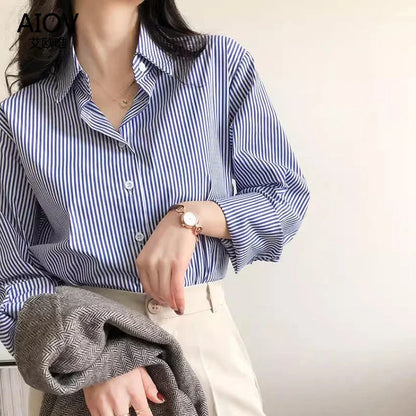 Dorothy | Classic Striped Long Lantern Sleeve Tops