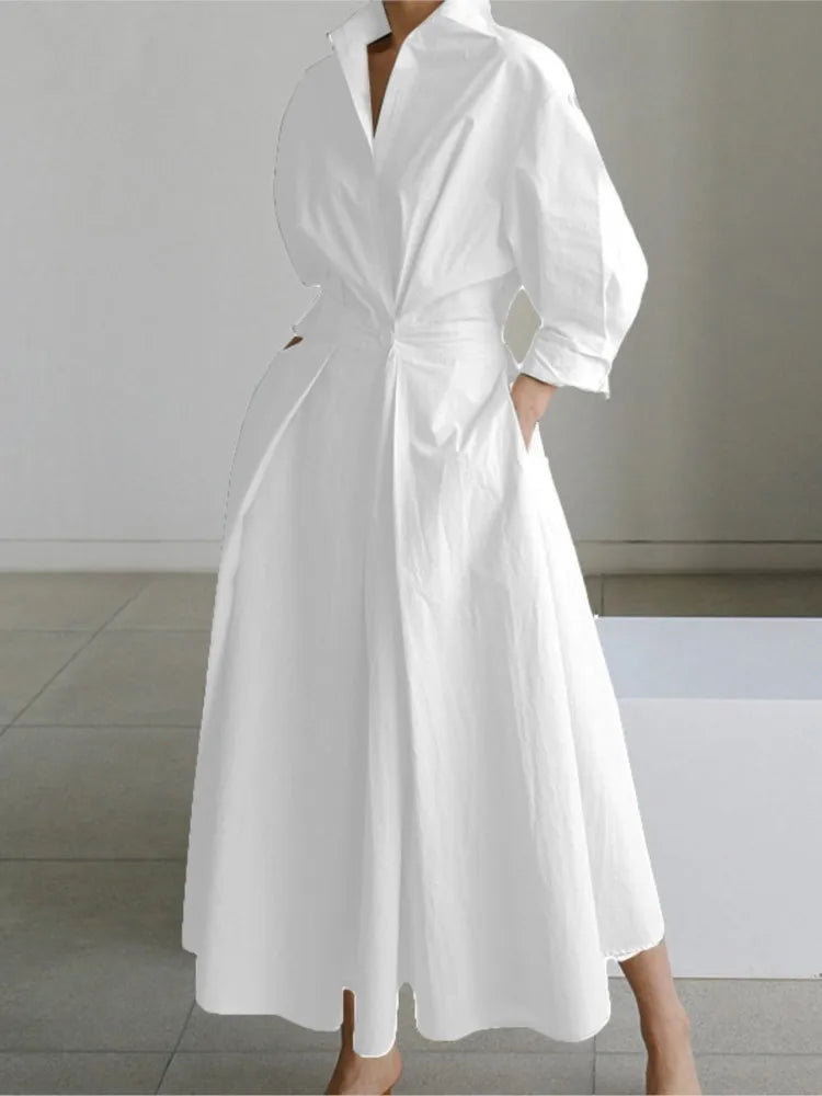 Teagan | Long Sleeve Dot Print Elegant Maxi Dress