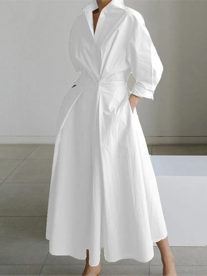 Teagan | Long Sleeve Dot Print Elegant Maxi Dress