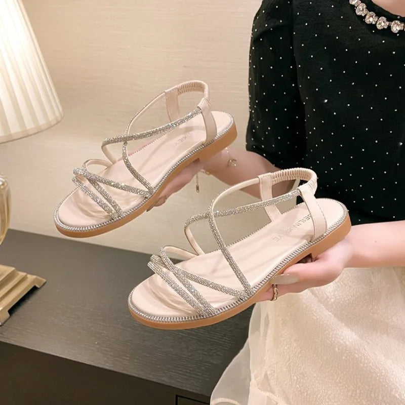 Adelynn | Rhinestone Flat Sandals