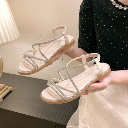 Adelynn | Rhinestone Flat Sandals