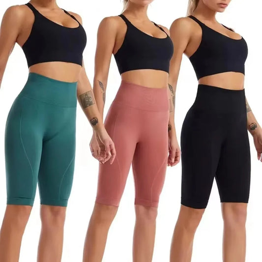 High Waist Sports Biker Shorts Women Naked Feeling Workout Push Up Leggings Tummy Control Yoga Running Fitness Gym Slim Pants - TrendHavenCo