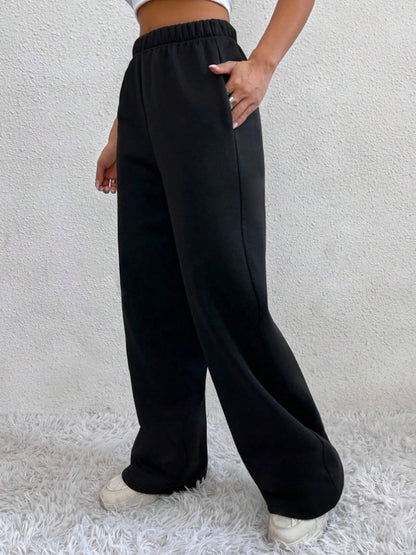 Autumn And Winter Women's Warm Pants Fleece Lined High Waist Casual Style Daily Wear With Pockets Jogging Sweatpants - TrendHavenCo