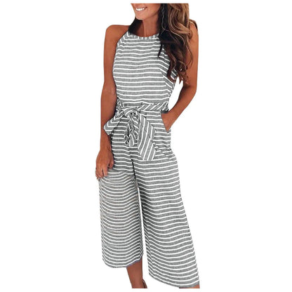 Monroe | Slim Fit Round Neck Sleeveless Jumpsuit