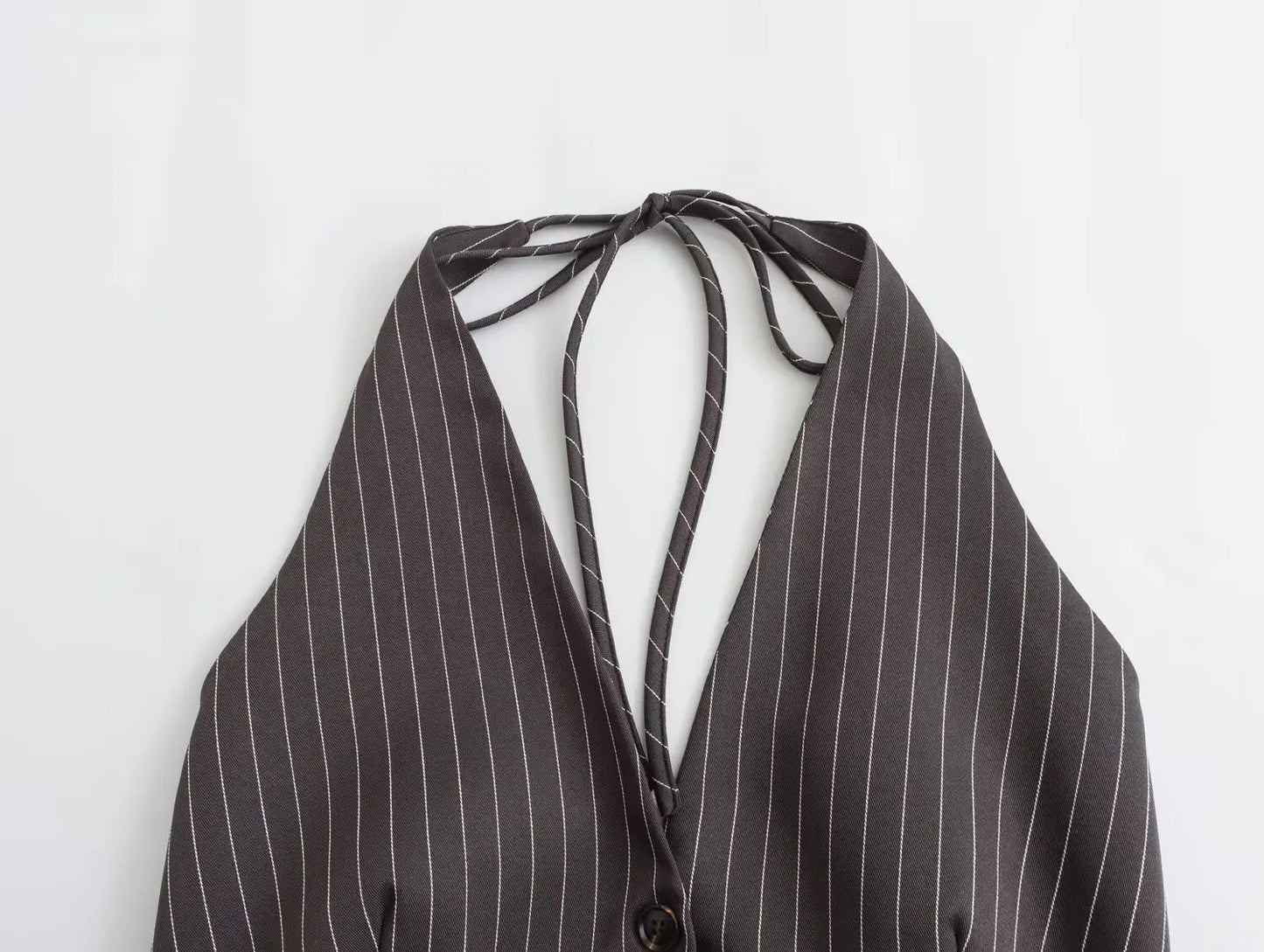 Miley | Sexy Backless Bow Tied Striped Print Short Blouse