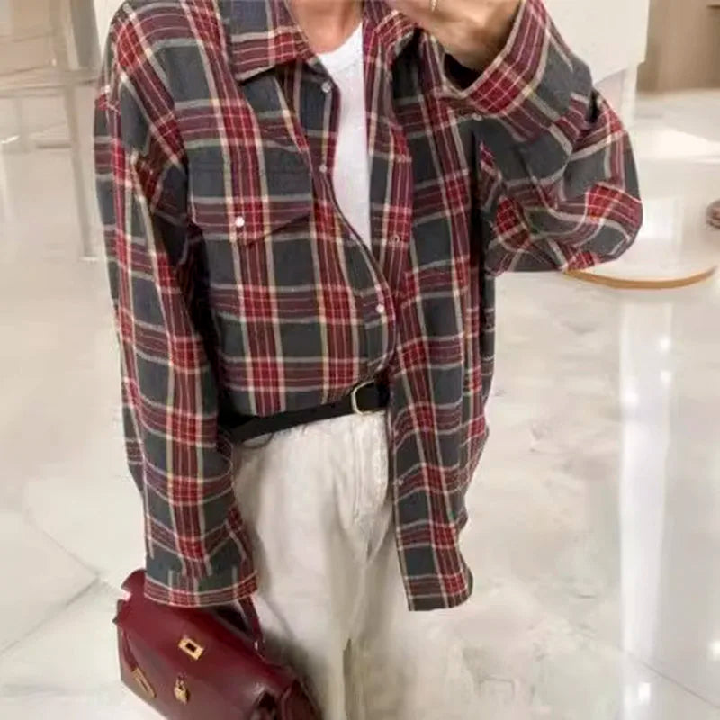 Emely | Long Sleeve Shirt Oversized Plaid Shirt