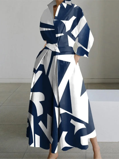 Teagan | Long Sleeve Dot Print Elegant Maxi Dress