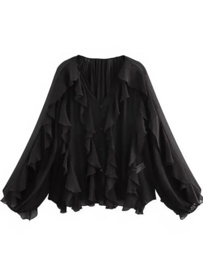 Briella | Loose Long Sleeve Layered Ruffles Blouses
