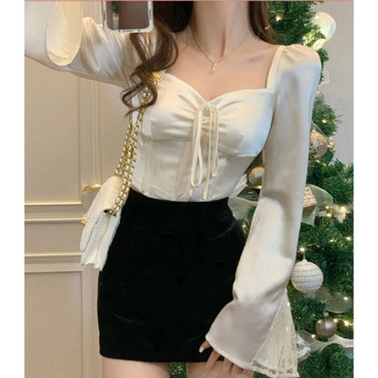 Willow | Lace Patchwork Flare Sleeve Blouse - TrendHavenCo