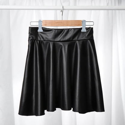 High Waist Elastic Mini Short Skirt Women Faux Leather Skirts - TrendHavenCo
