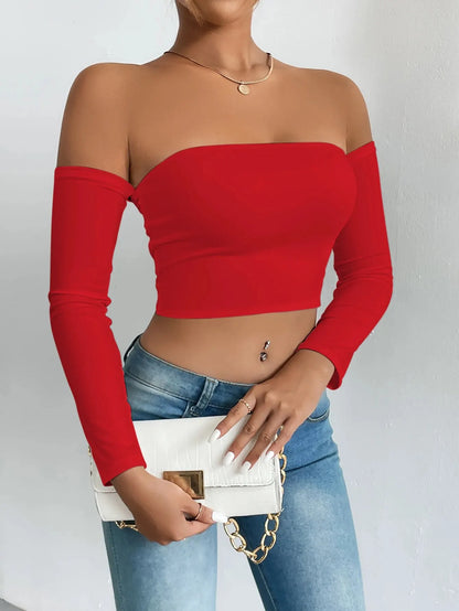Skye | Off Shoulder Long Sleeve Crop Top