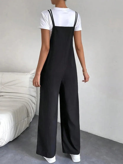 Oaklee | Long Wide Leg Overalls Jumpsuit