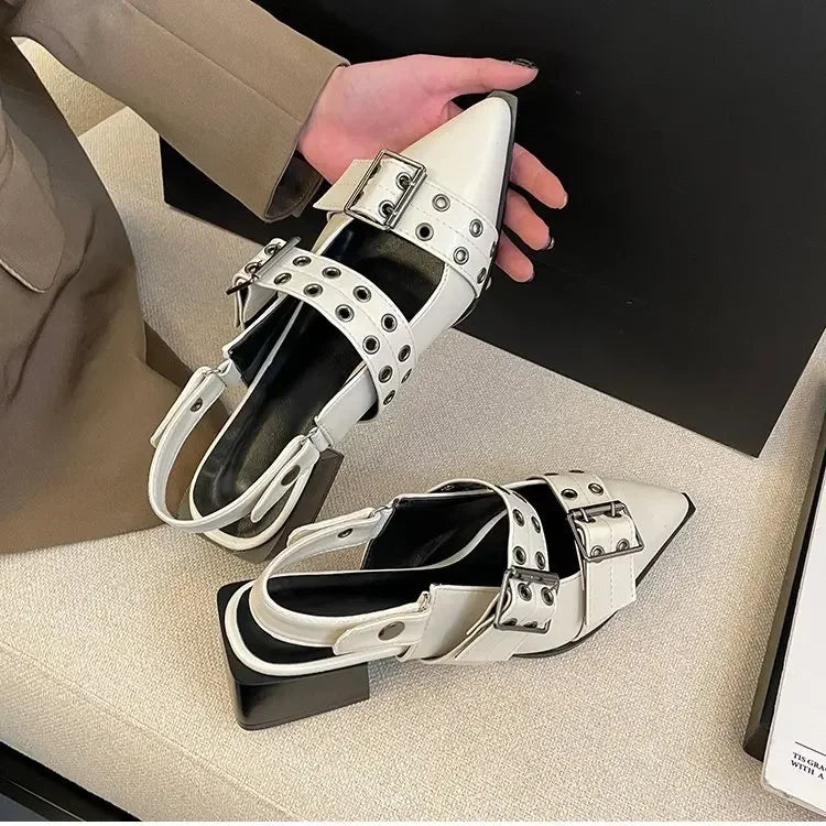 Bianca | Pointed Rivet Single Shoes