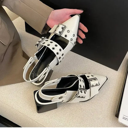 Bianca | Pointed Rivet Single Shoes