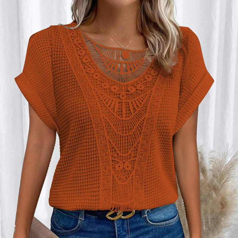 Elisse | Fashion Lace Stitching T-shirt For Women - TrendHavenCo