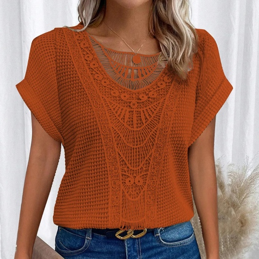Elisse | Fashion Lace Stitching T-shirt For Women - TrendHavenCo