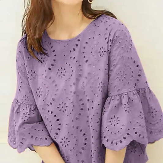 Serena | Elegant Lace Crochet Blouse - TrendHavenCo