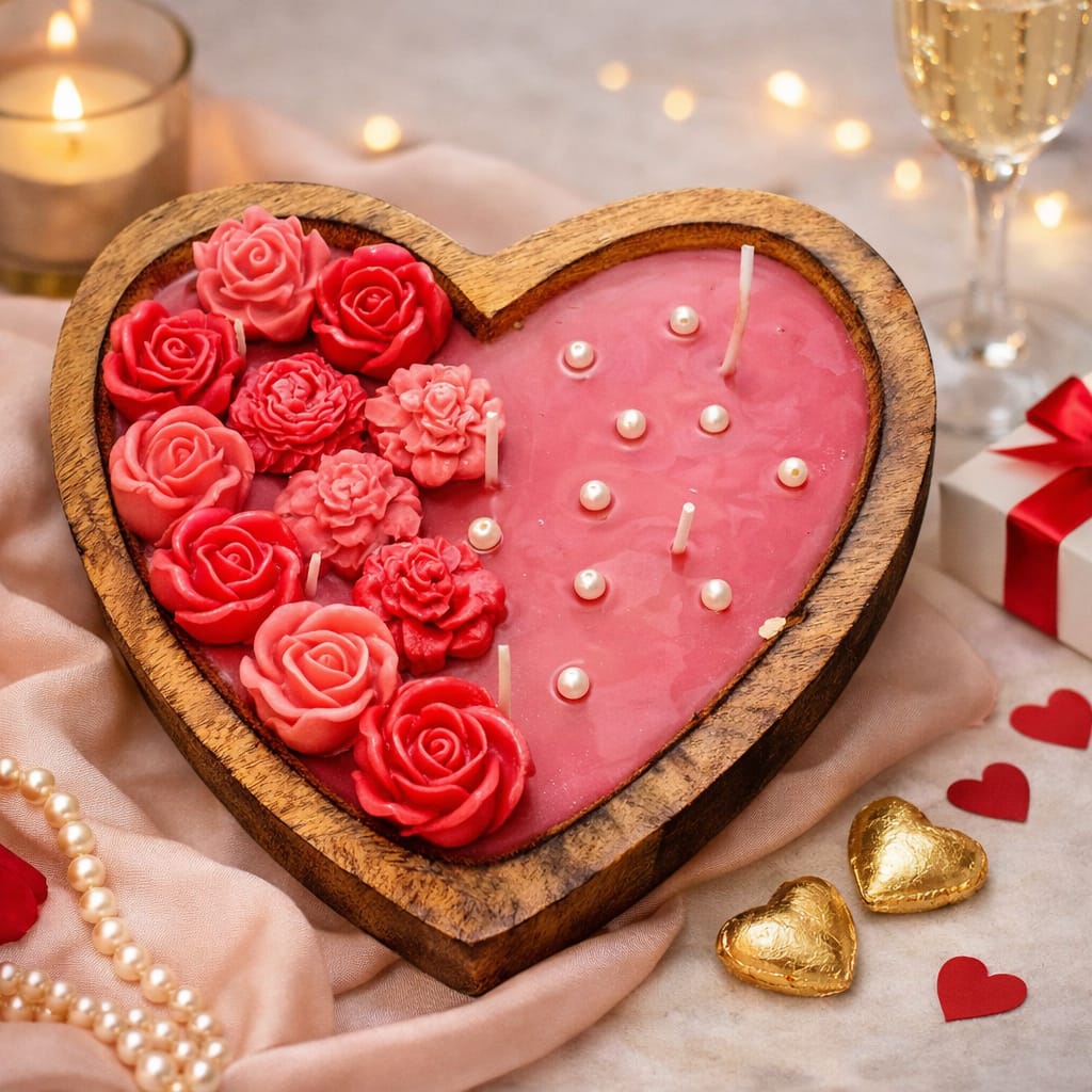 Heart-Shaped Candle Gift Set – Decorative Handmade Candles