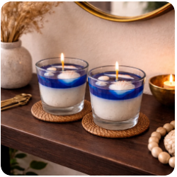 Ocean Breeze Soy Wax Candle lit in a home setting