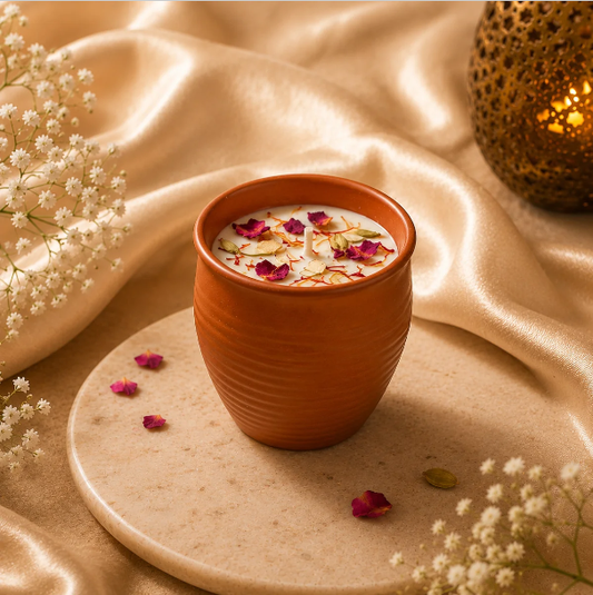 Royal Thandai Candle in terracotta cup